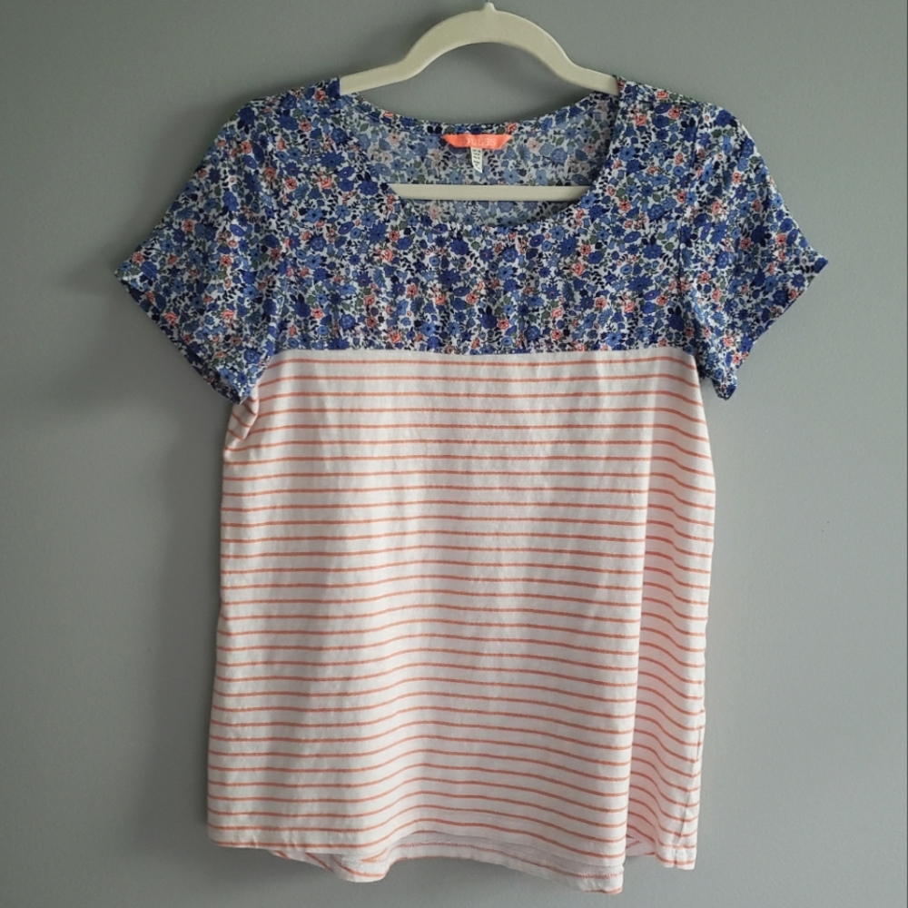 Joules Suzy Jersey Woven Mixed T-Shirt, Size 6